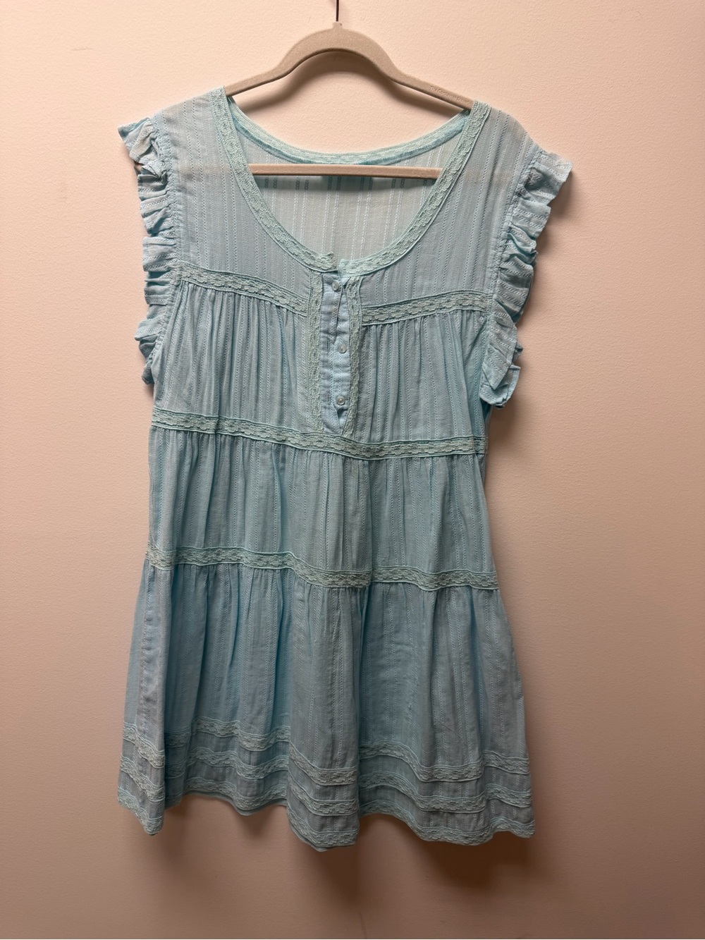 Melissa Odabash Light Blue Ruffled Tie-Front Tunic